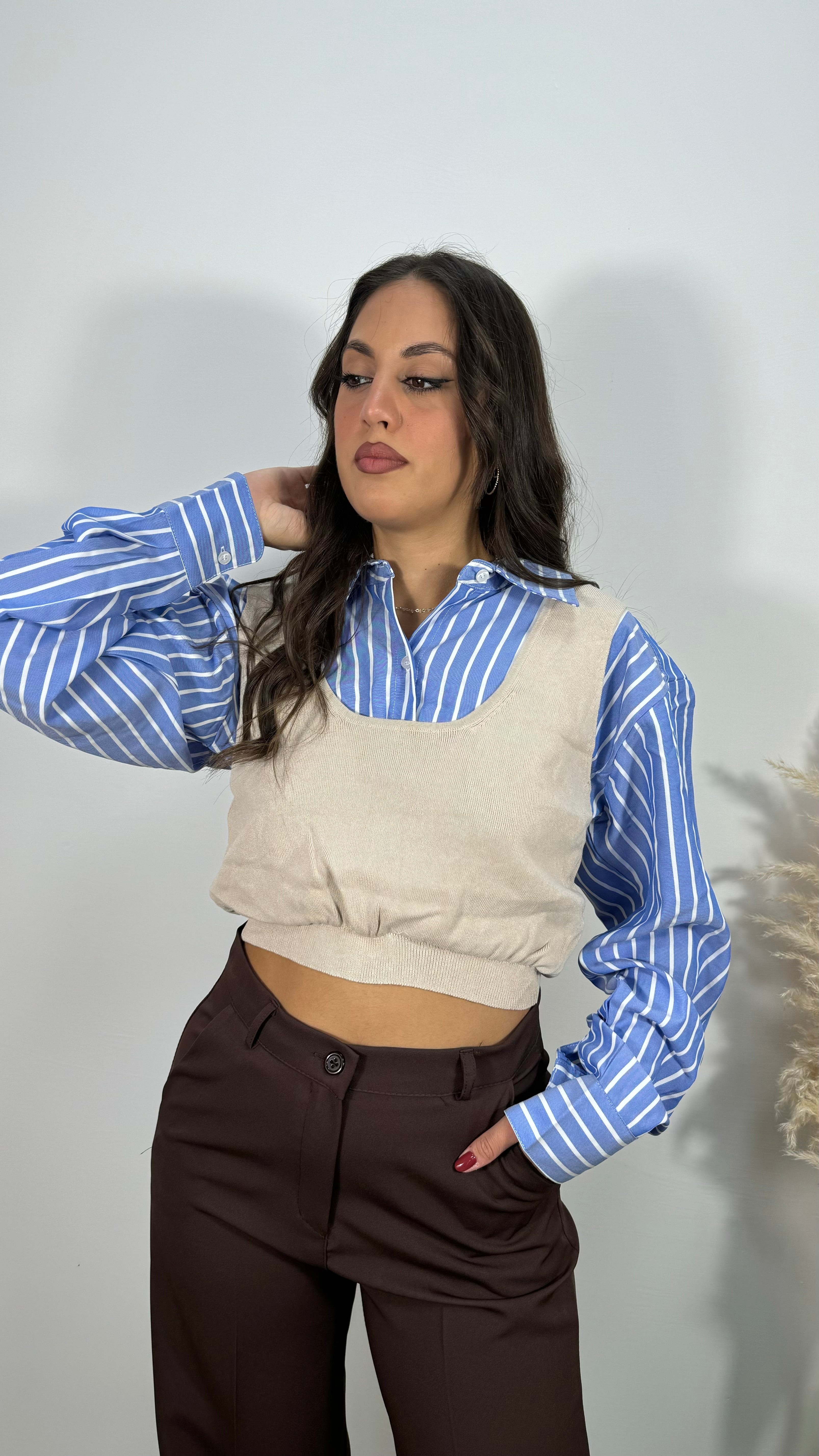 Camicia con gilet crop (m1590)