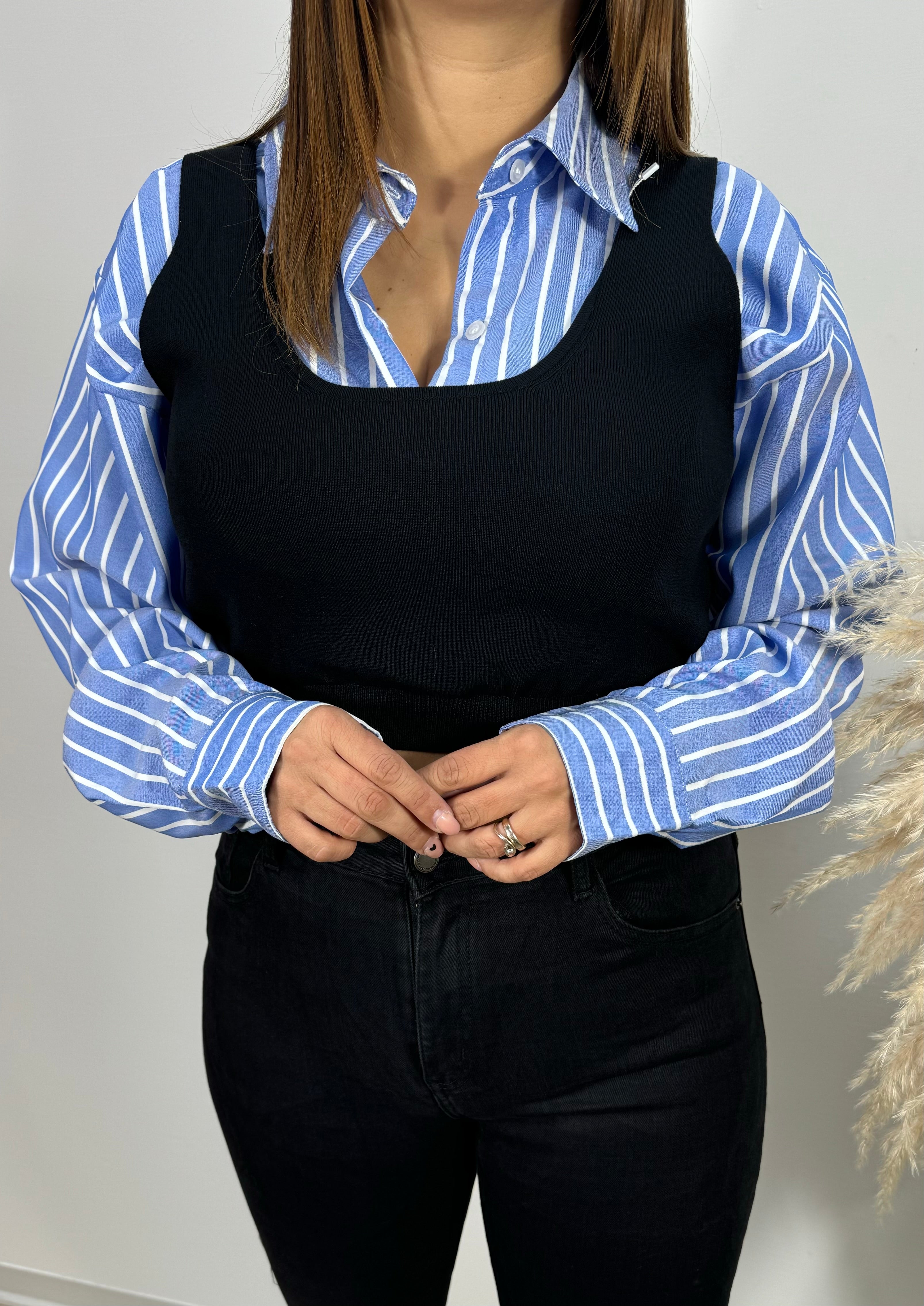 Camicia con gilet crop (m1590)