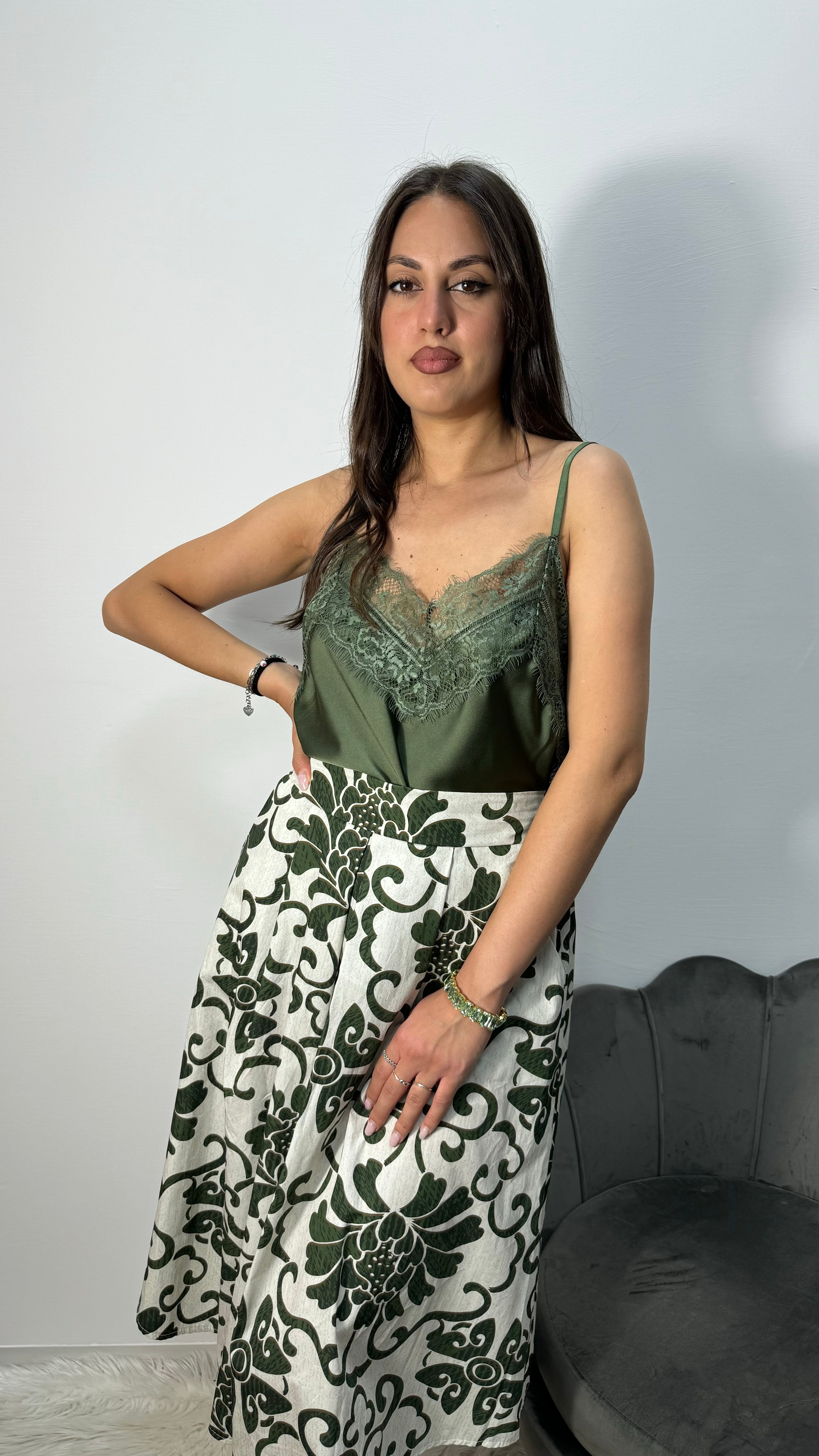 Top in raso con pizzo 8621